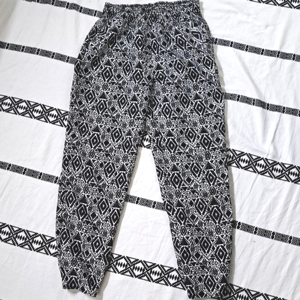 Mudd silky aztec print Black white pull on joggers szXS